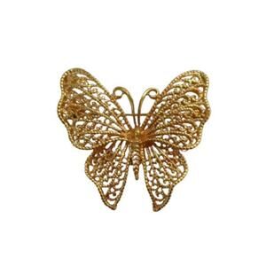 1980s Napier Textured Gold-Plated Filigree Scroll Work Butterfly Pin Brooch